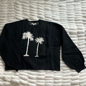 Z Supply Crewneck Sweater with Palm Graphic, boxy fit, balloon sleeve, size L